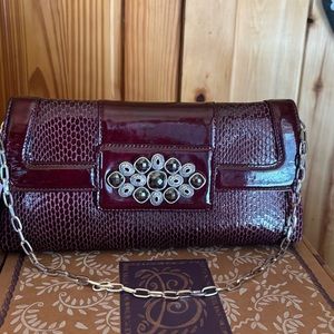 Brighton Venus Plum Clutch w/ Silver Strap